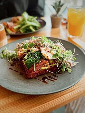 healthy breakfast with fresh salads