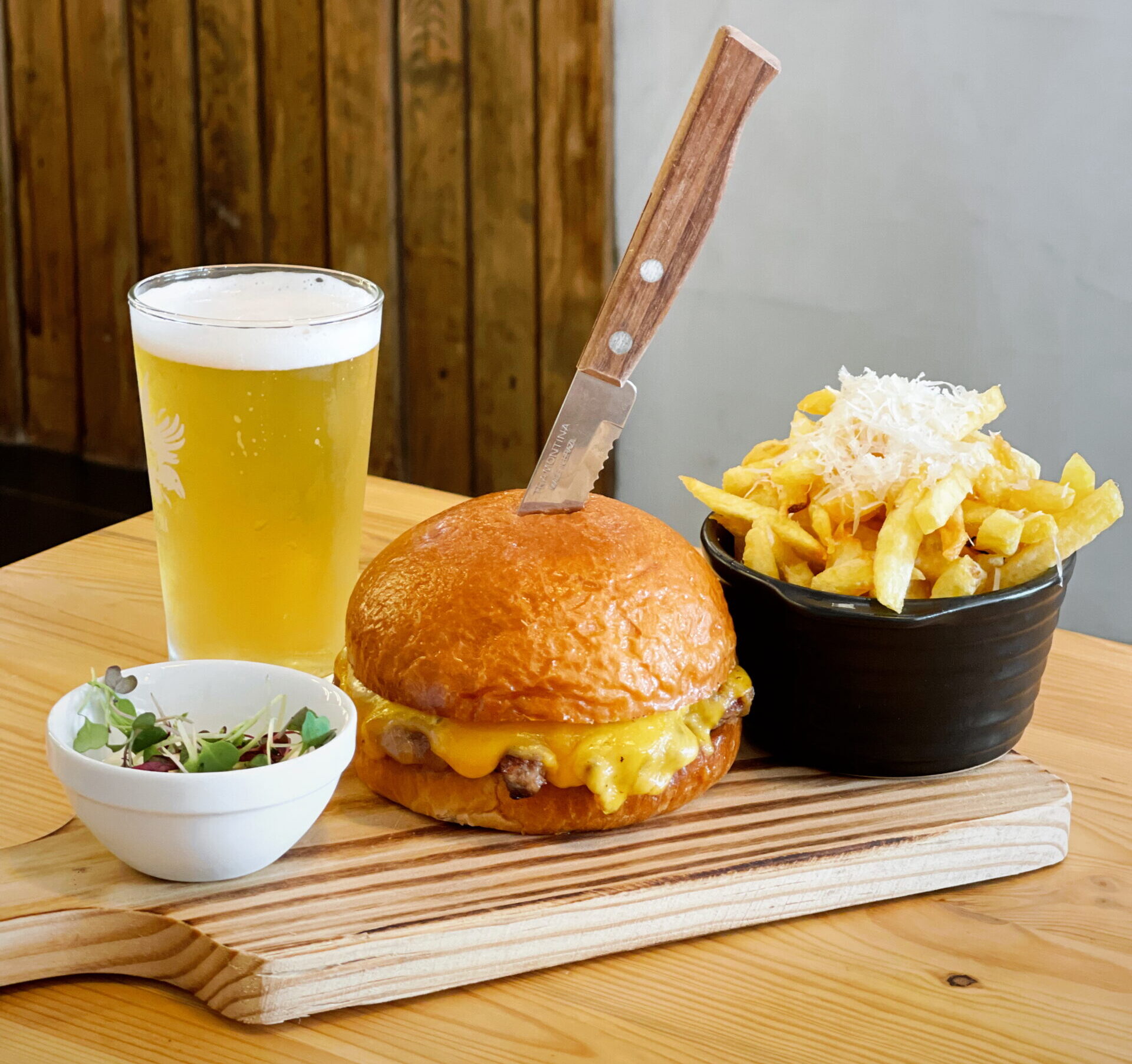 Black Garlic Double Cheeseburger & Crunchy Fries
